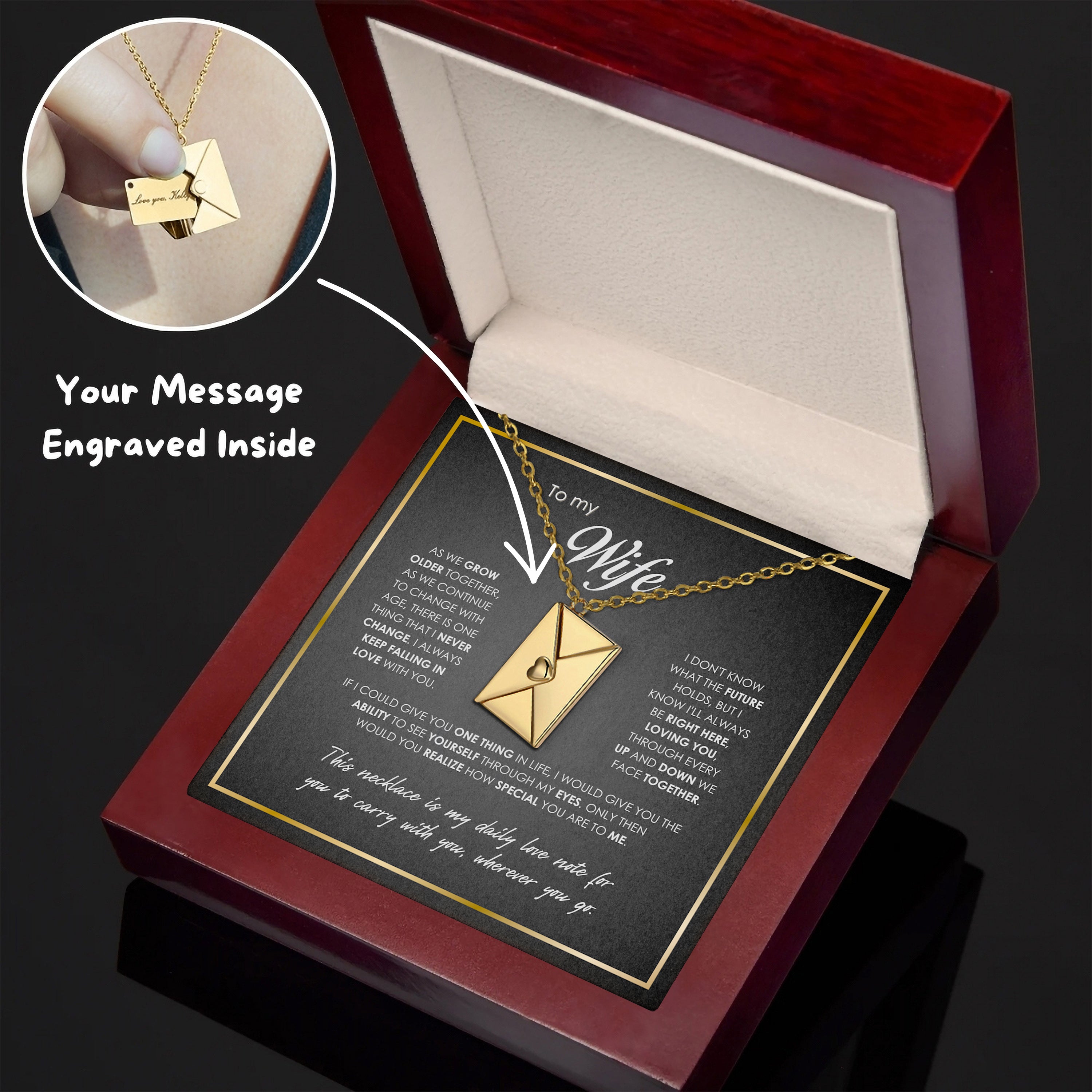 "Secret Love Note" Engraved Necklace in Luxury LED Box