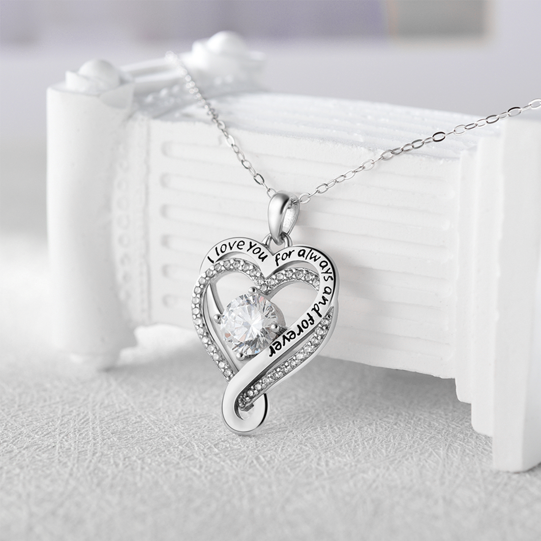 Engraved Heart Necklace for Wife with Premium Gift Box