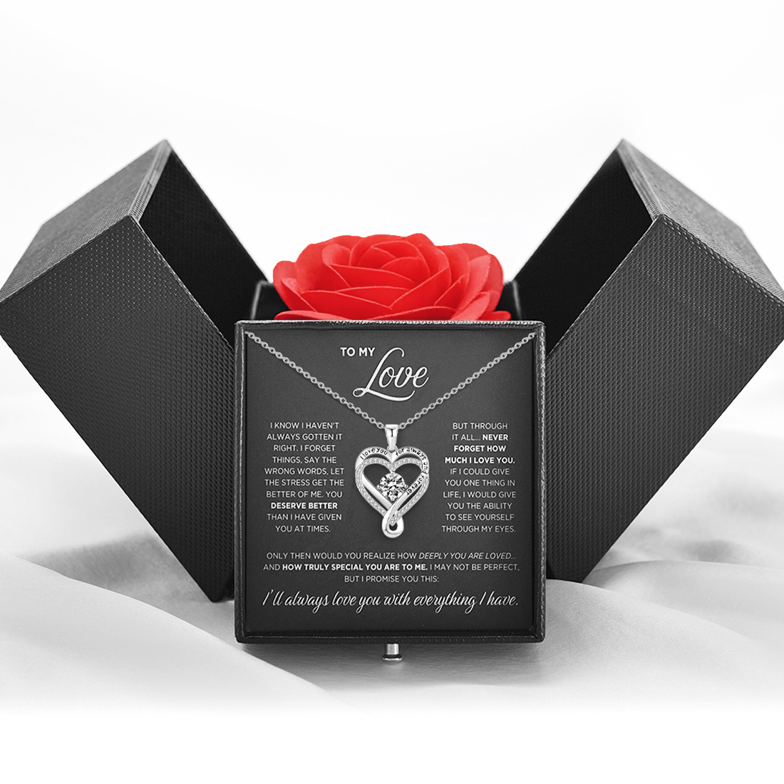 Engraved Heart Necklace for Wife with Premium Gift Box
