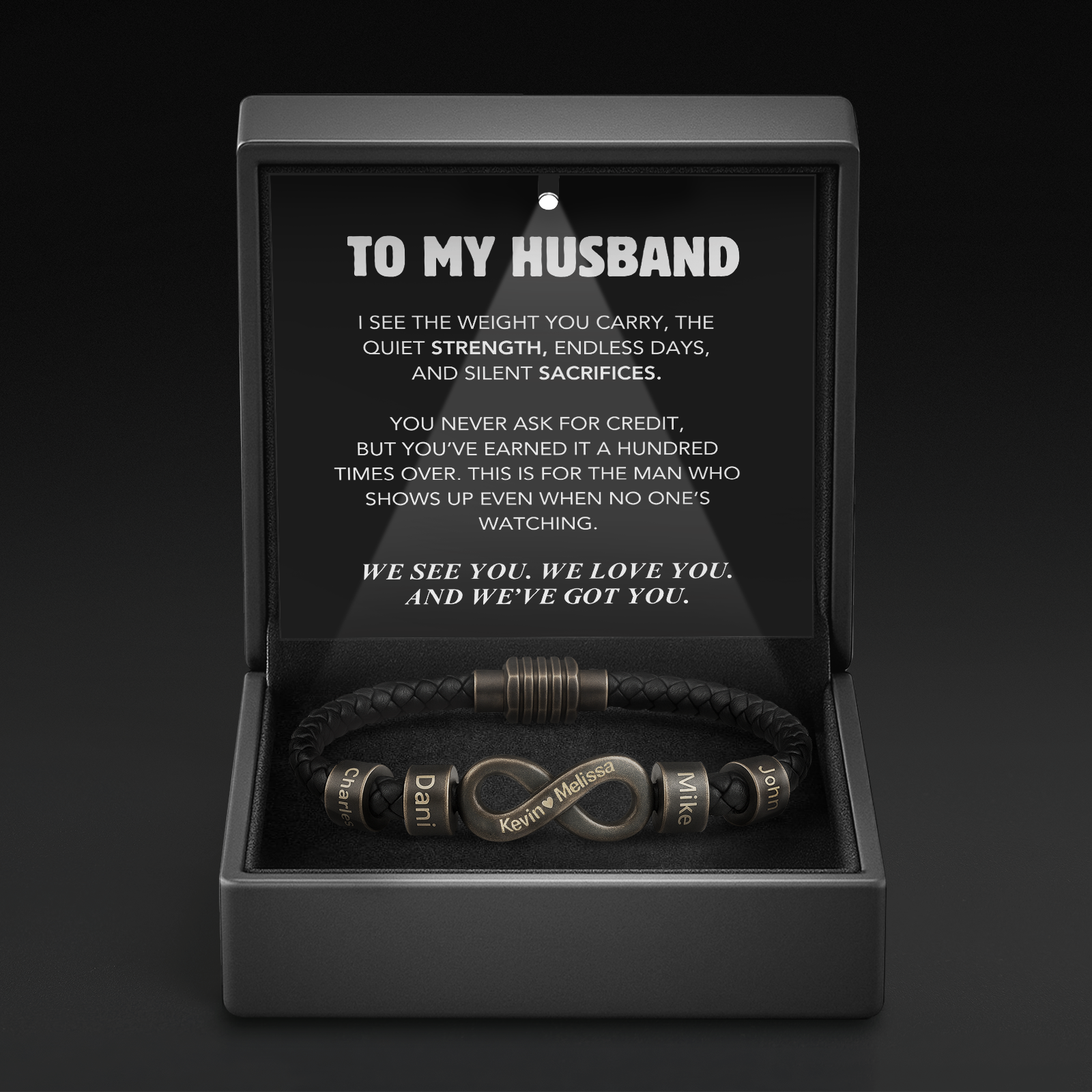 Infinity Name Bracelet - For the Man Who Holds Us Together