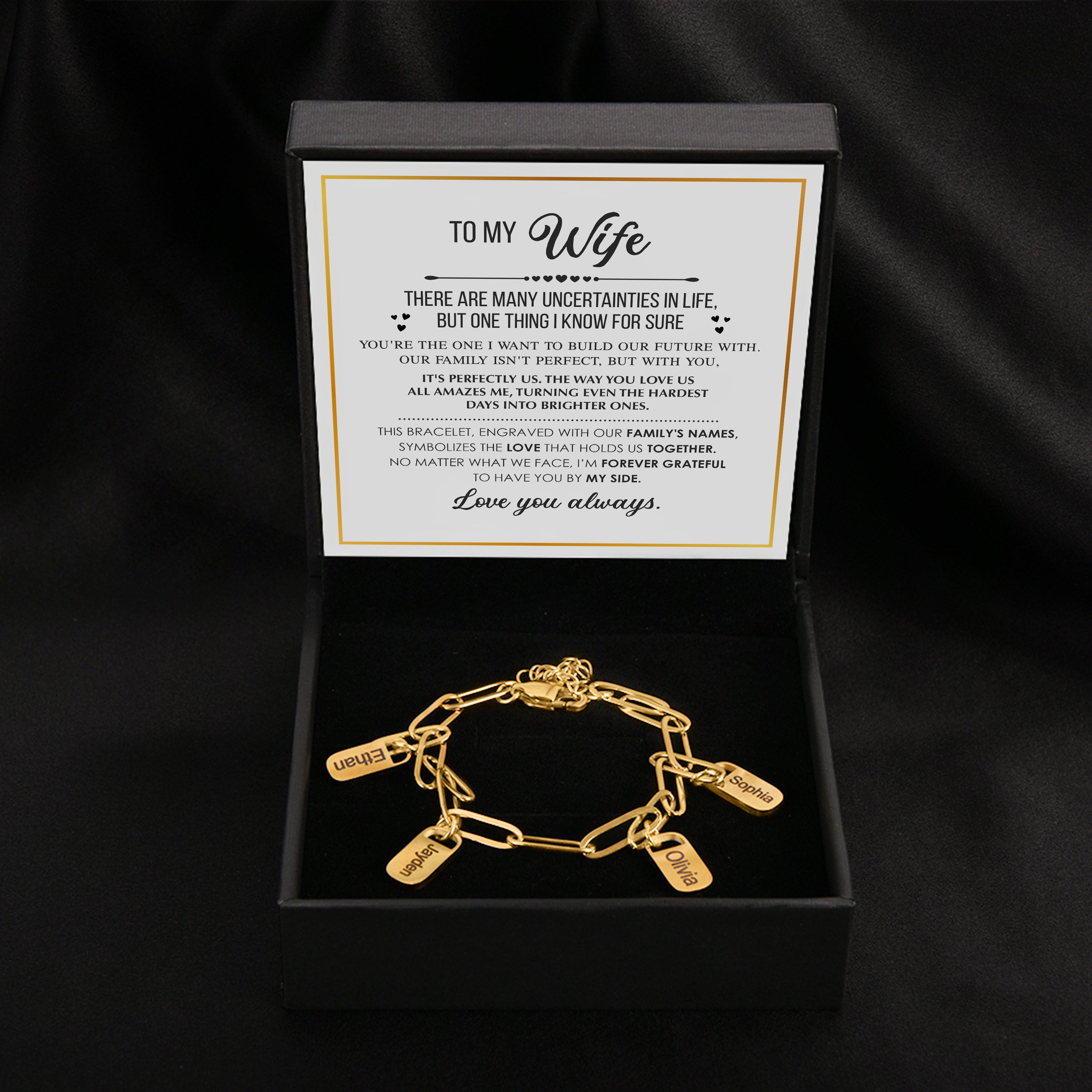 Family's Heartbeat Engraved Bracelet