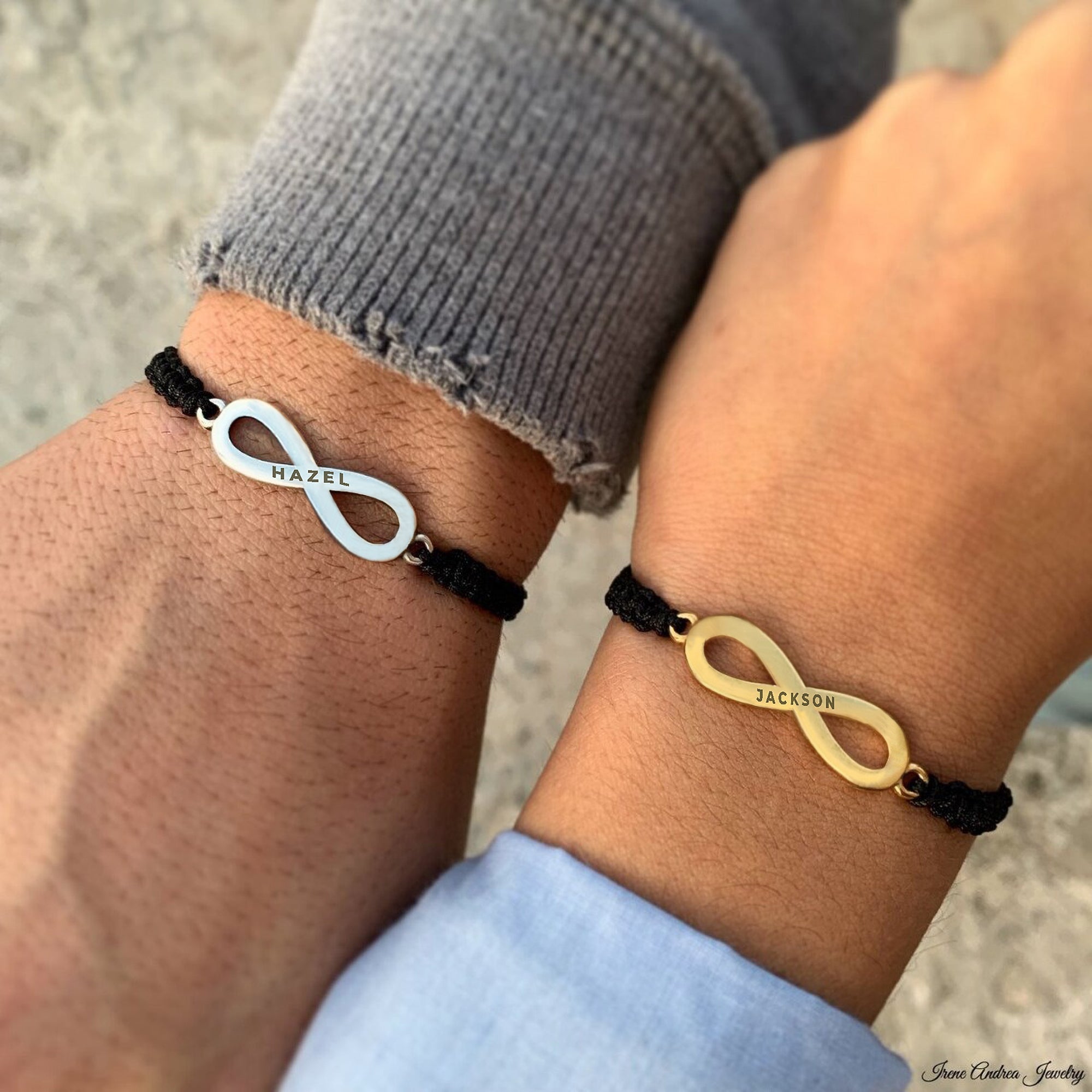 Forever Linked Personalized Infinity Couples Bracelet Set