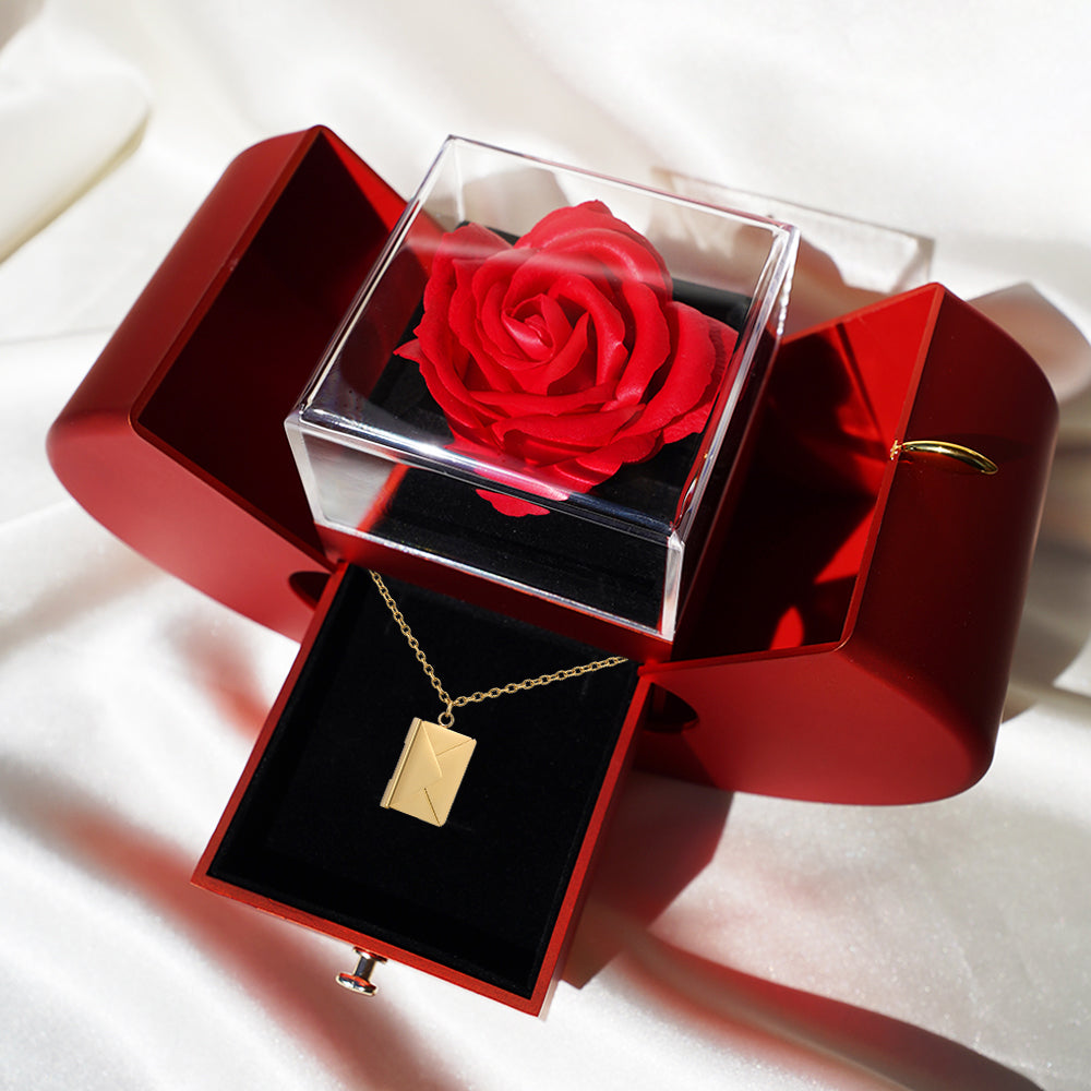 Personalized Love Letter Necklace with Luxury Forever Rose Box