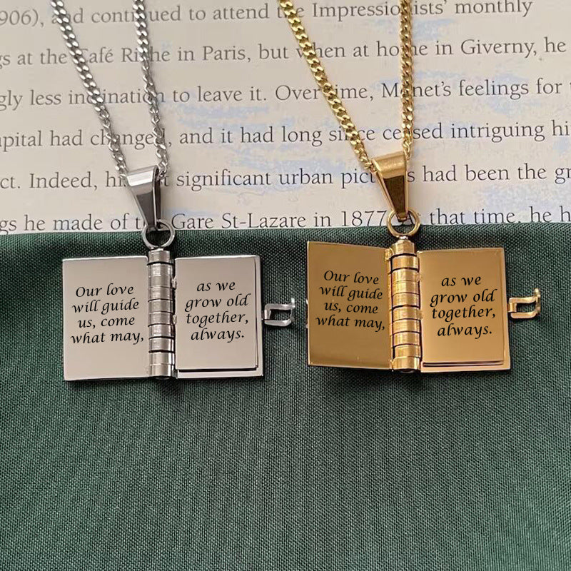 "Forever Chapters" Engraved Necklace with Forever Rose Gift Box