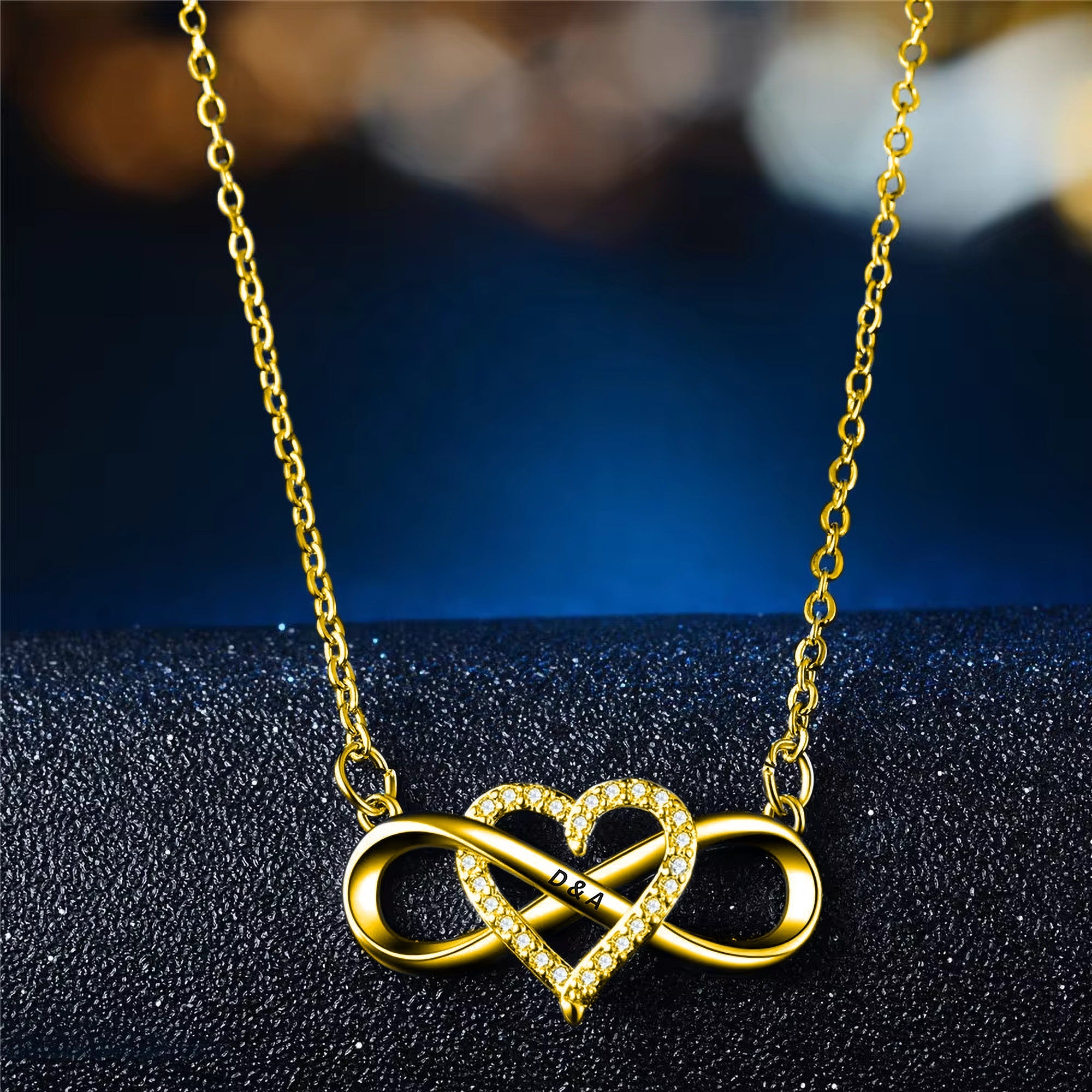 "Forever Love" – Personalized Infinity Heart Necklace with LED Gift Box