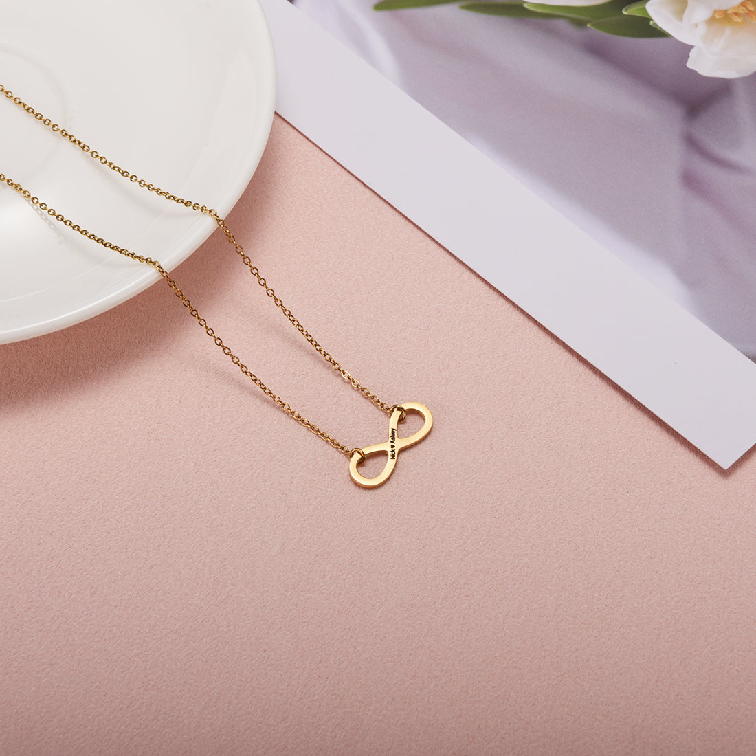 "Infinite Love" - Necklace with Custom Engraving in Luxury LED Box