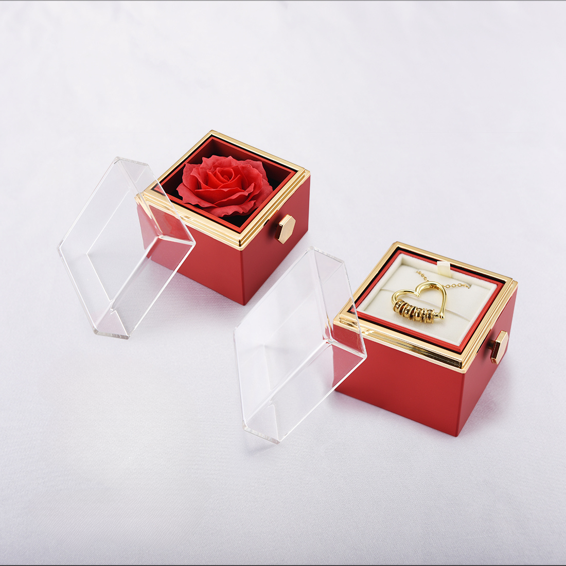 Heart of Our Family Necklace with Names Engraving & Forever Rose Box