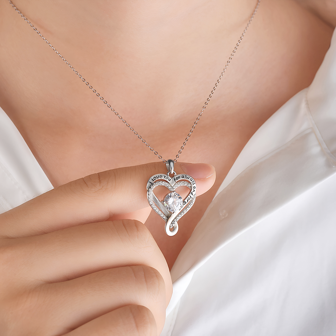 Engraved Heart Necklace for Wife with Premium Gift Box