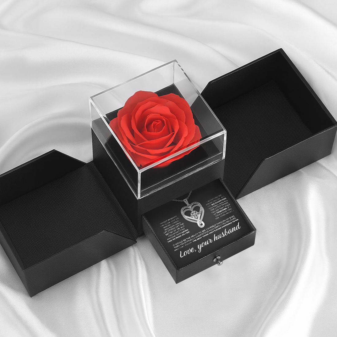 Engraved Heart Necklace for Wife with Premium Gift Box