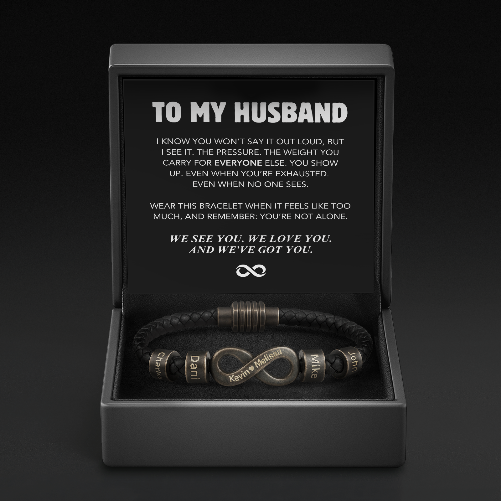 Infinity Name Bracelet - For the Man Who Holds Us Together