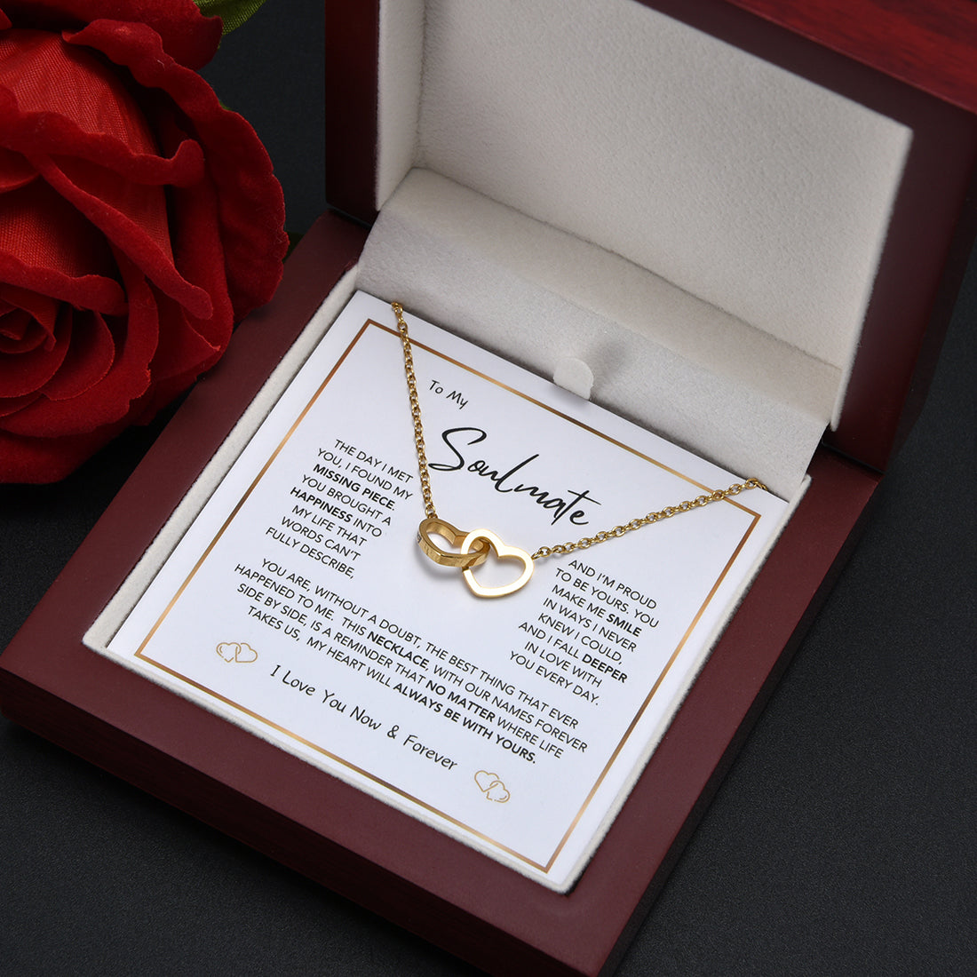 "Hearts Together Always" – Personalized Necklace in Luxury LED Box